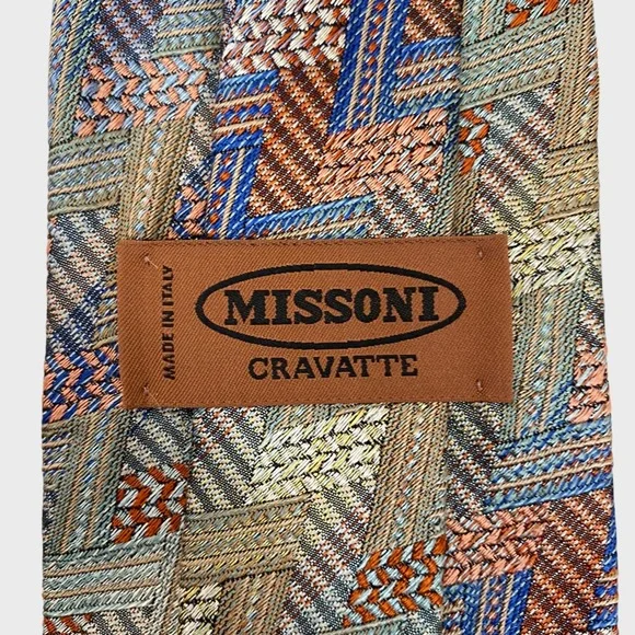 Missoni Multicolor Chevron Zig Zag Silk Tie